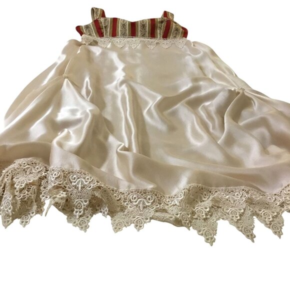 VTG Edwardian Silk Lace Bridal Gown Empire Waist Red Gold Custom Made Dress S - Picture 5 of 7